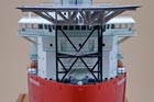 A triple deck pipe laying vessel - heli-pad detail. Marine model - ship model.