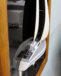 Finished half yacht model showing reflection