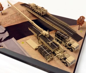 Desert diorama for tactical military bridge model