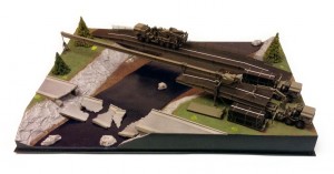 Diorama for tactical military bridge model